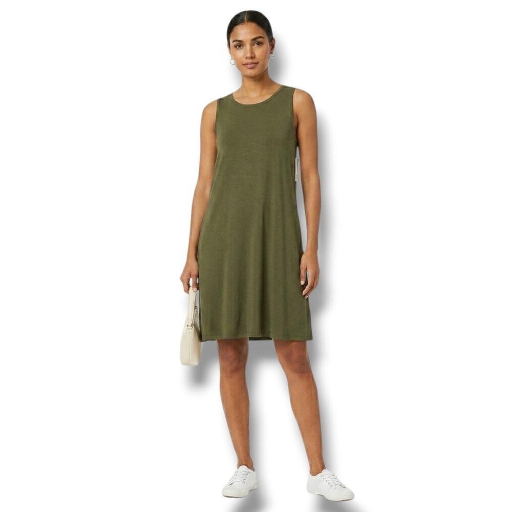 Amazon Essentials Olive Green Sleeveless Jersey Tank Dress